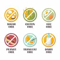 Free vector flat design food allergy set