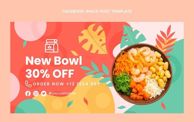 Free vector flat design food bowl facebook post