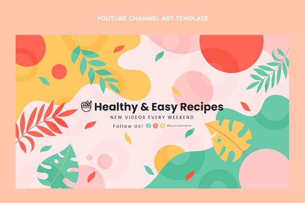 Free vector flat design food bowl youtube channel art