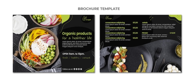 Flat design food brochure template