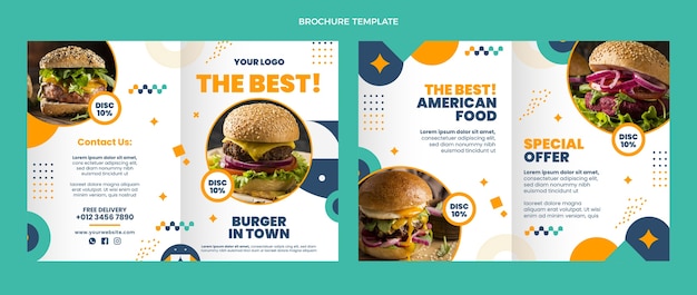 Flat design food brochure template