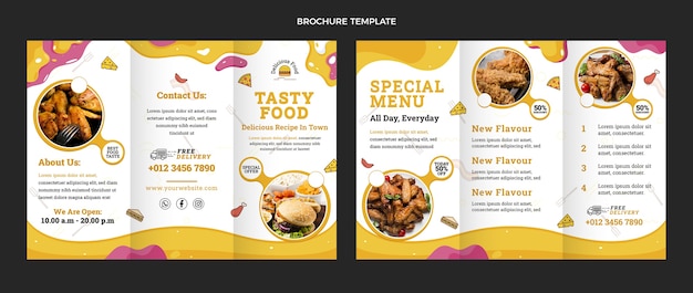 Бесплатное векторное изображение Брошюра о еде в плоском дизайне