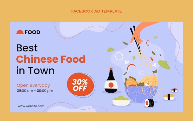 Free vector flat design food facebook ad