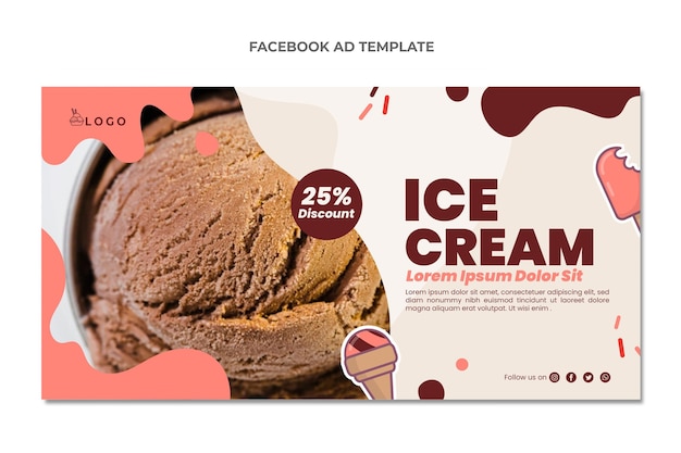 Free vector flat design of food facebook ad