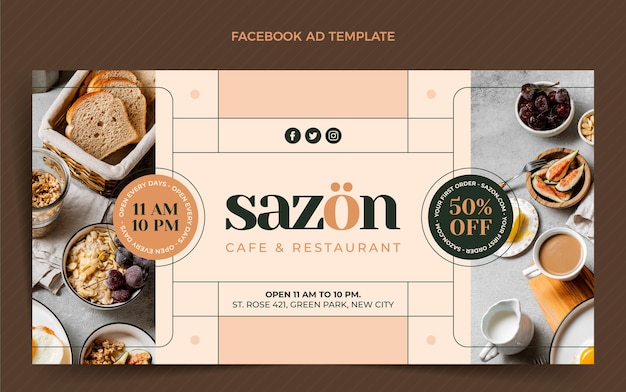 Flat design food facebook ad