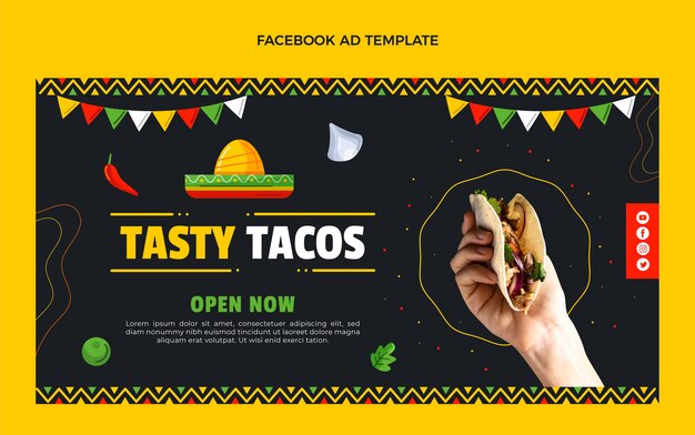 Flat design food facebook ad