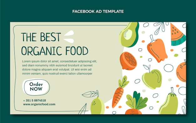 Free vector flat design food facebook ad