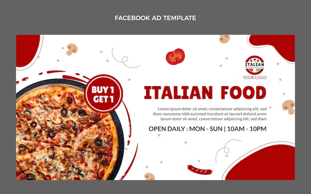 Flat design food facebook ad