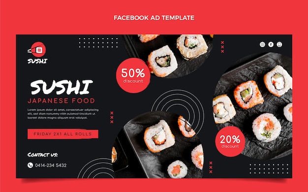 Flat design food facebook ad