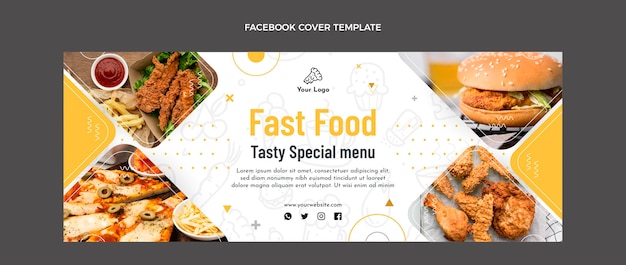 Flat design of food facebook cover Free Vector