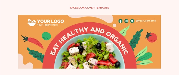 Free vector flat design of food facebook cover