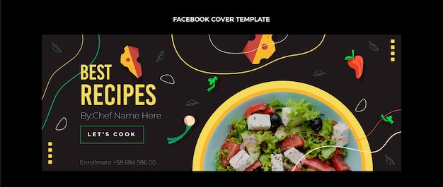 Free vector flat design food facebook cover