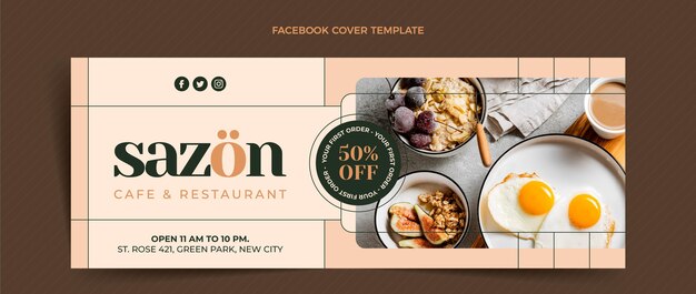 flat design food facebook cover