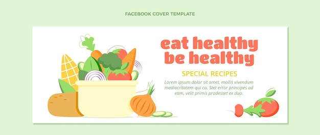 Flat design food facebook cover