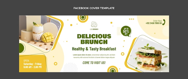 Flat design food facebook cover