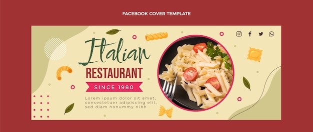 Free vector flat design food facebook cover