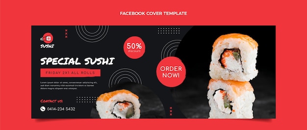 Free vector flat design food facebook cover