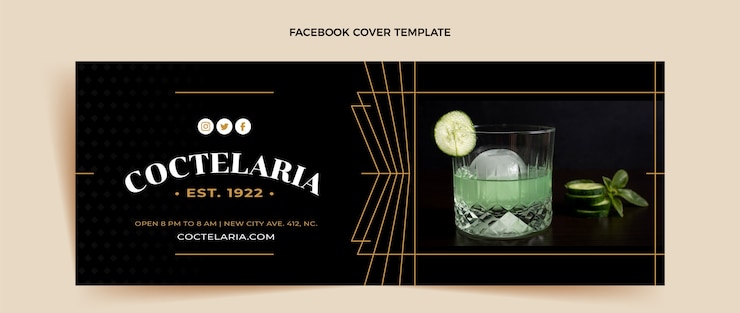 Free Vector flat design food facebook cover