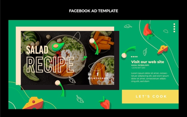 Flat design food facebook template