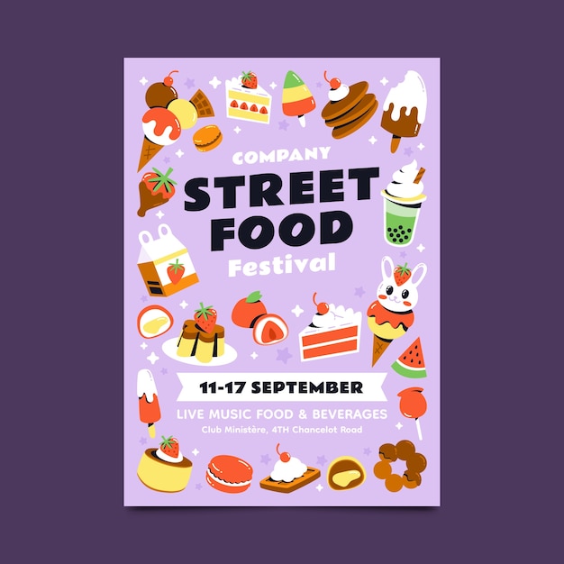flat design food festival poster