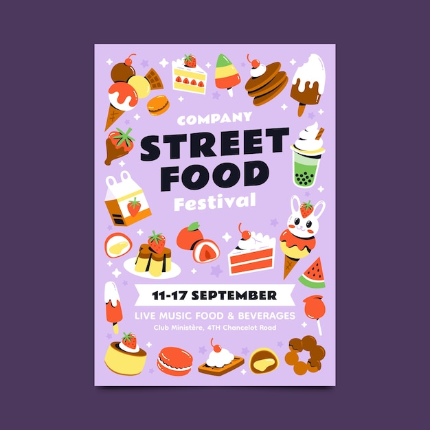 Free vector flat design food festival poster