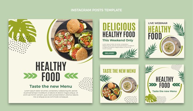 フラットデザインの食品Instagramの投稿