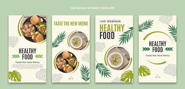 Flat design food instagram stories