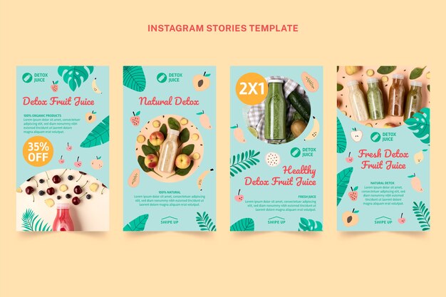 Плоский дизайн рассказов о еде в instagram
