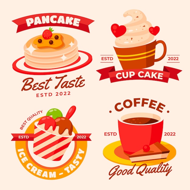 Free vector flat design food label collection