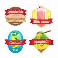 Free vector flat design food label collection