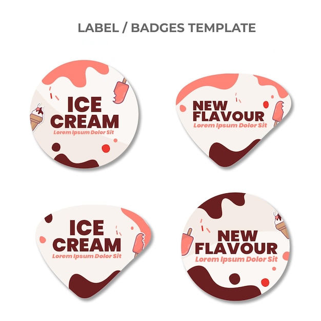 Design piatto di etichette e badge per alimenti