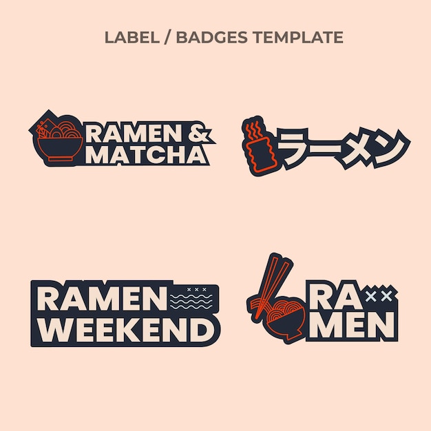 Flat design food labels and badges