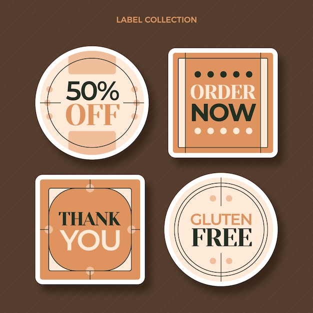 Free vector flat design food labels and badges