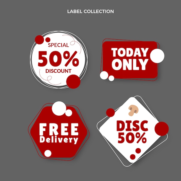 Free vector flat design food labels and badges