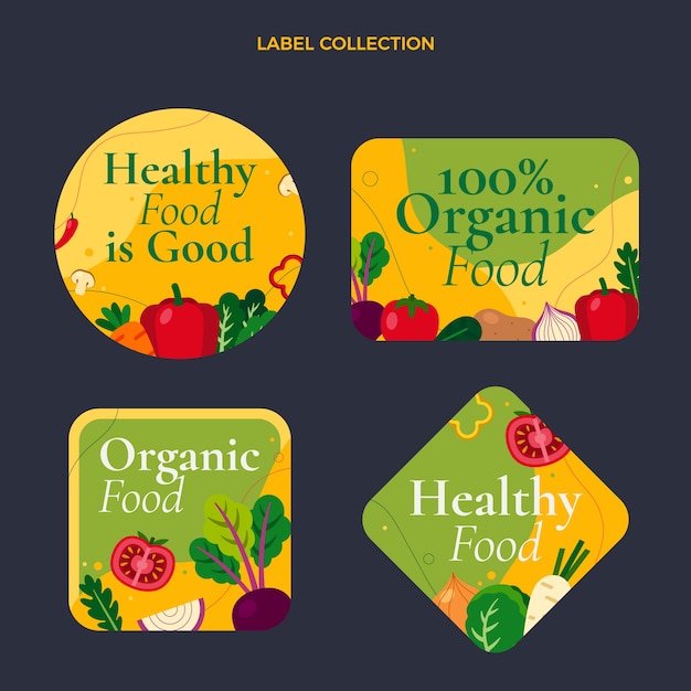 Flat design food labels and badges