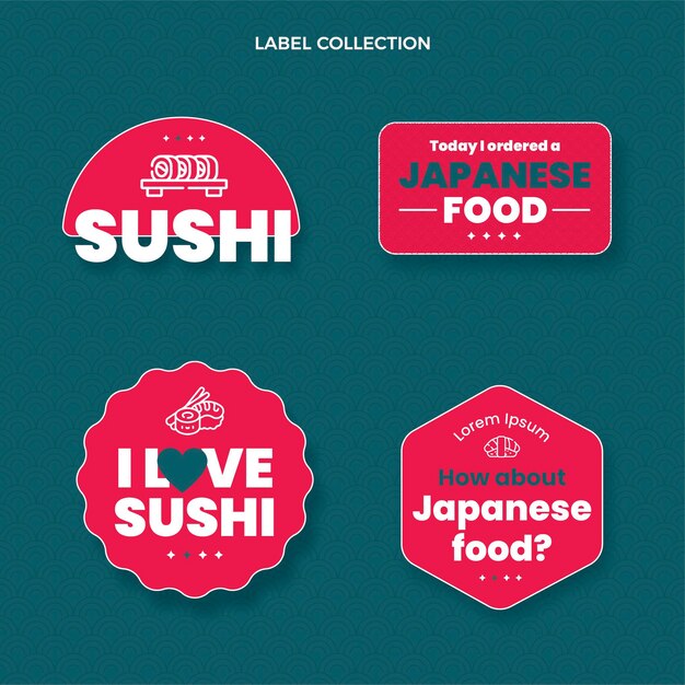 Flat design food labels collection