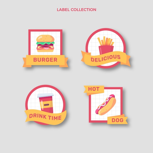 Free vector flat design food labels collection