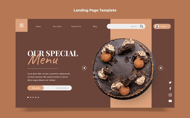 Flat design food landing page template