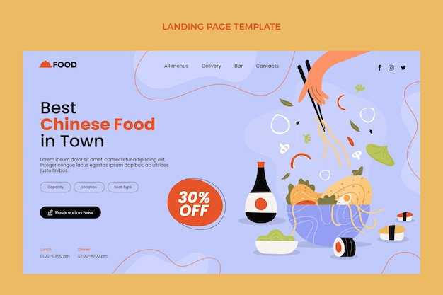 Flat design food landing page