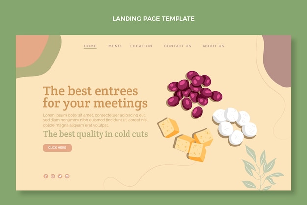 Flat design food landing page