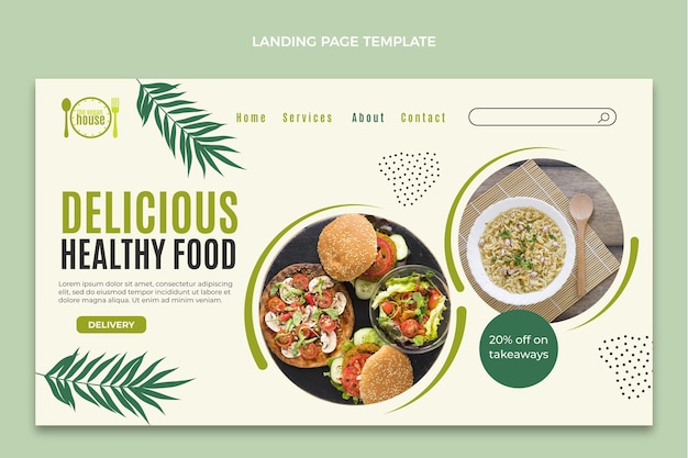 Free vector flat design food landing page