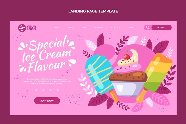 Flat design of food landing page