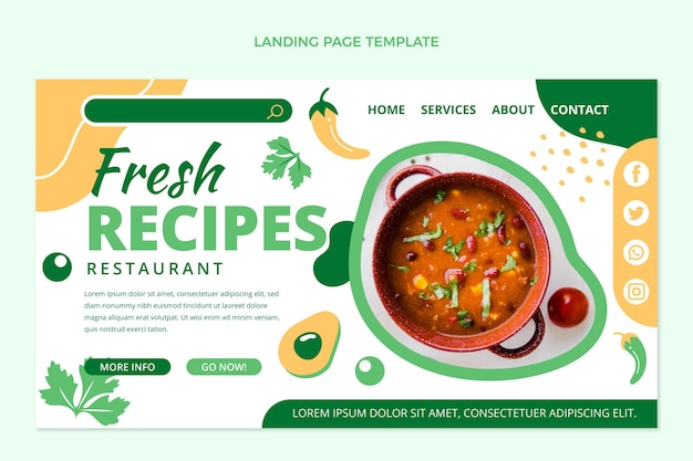 Flat design of food landing page