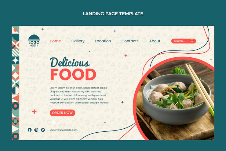 Free Vector flat design food landing page