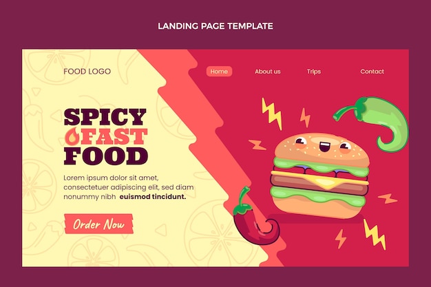 Flat design of food  landing page