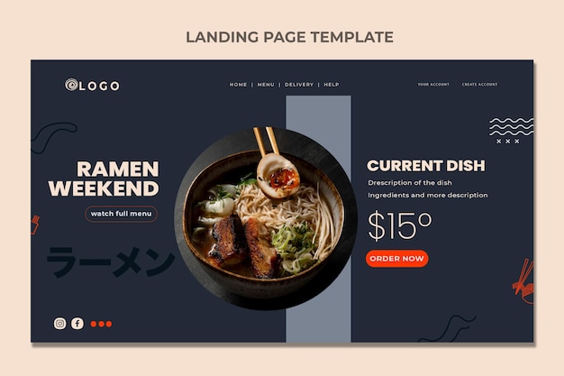 Free vector flat design food landing page