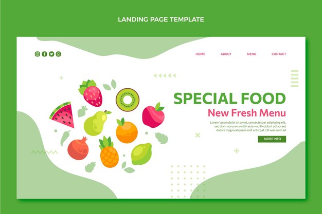 Free vector flat design food landing page