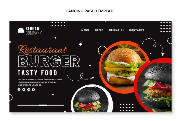 Free vector flat design food landing page