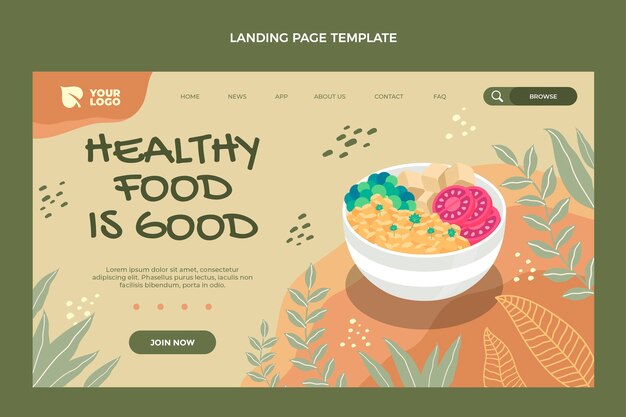 Flat design food landing page