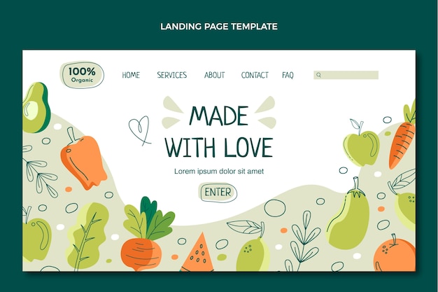 Бесплатное векторное изображение Плоский дизайн целевой страницы еды